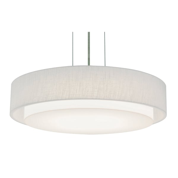 Sanibel 18" LED Pendant - Satin Nickel Finish - Linen White Shade